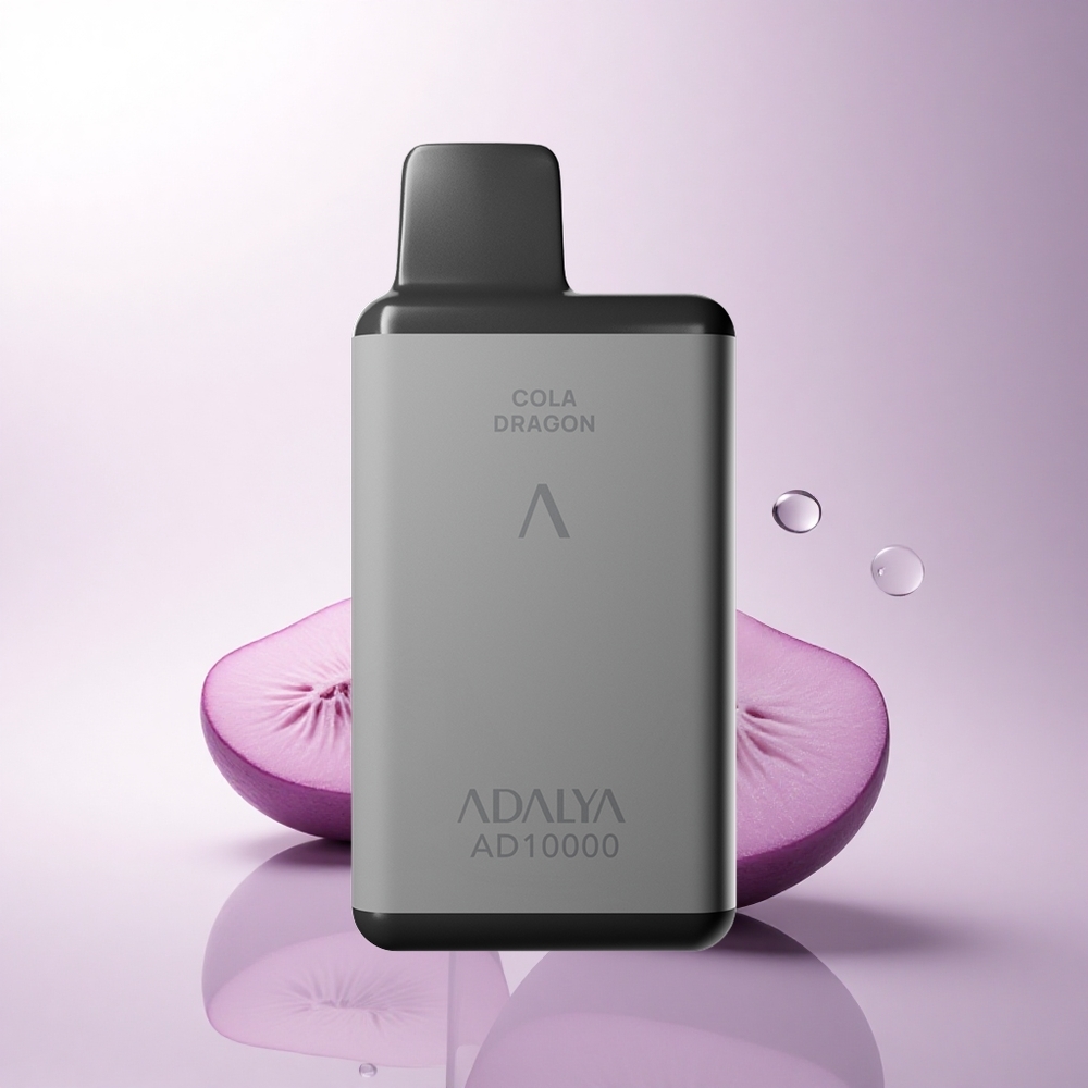 Adalya AD 10000 Puffs تنين الكولا الرمادي الفضاء مع أنبوب ألومنيوم وإضاءة زرقاء
