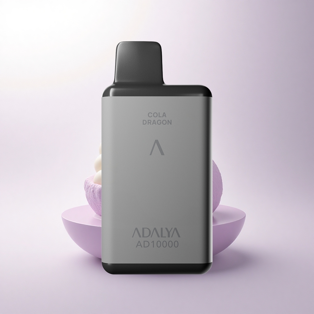Adalya AD 10000 Puffs جهاز تبخير رمادي الفضاء مع أنبوب ألومنيوم وإضاءة زرقاء