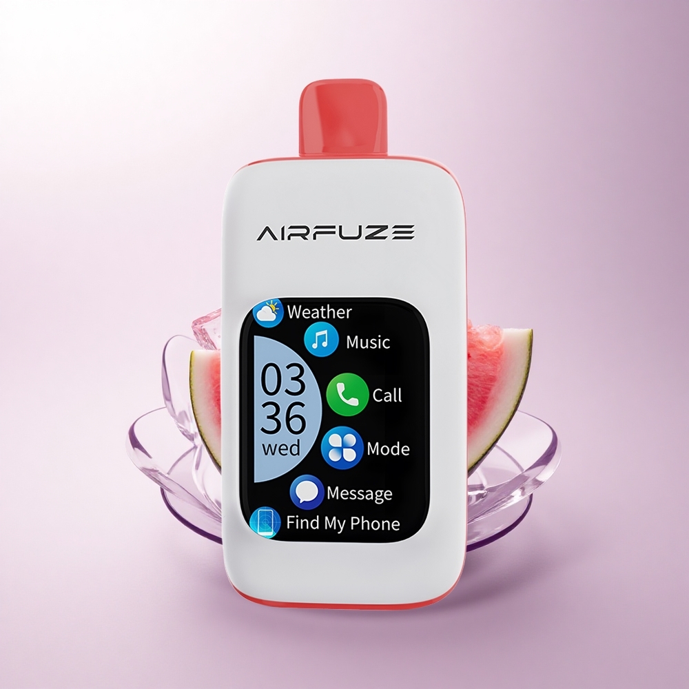 AirFuze Smart 30000 Puffs بطيخ مثلج بشاشة تعمل باللمس 2.01 بوصة وبطارية 900 مللي أمبير
