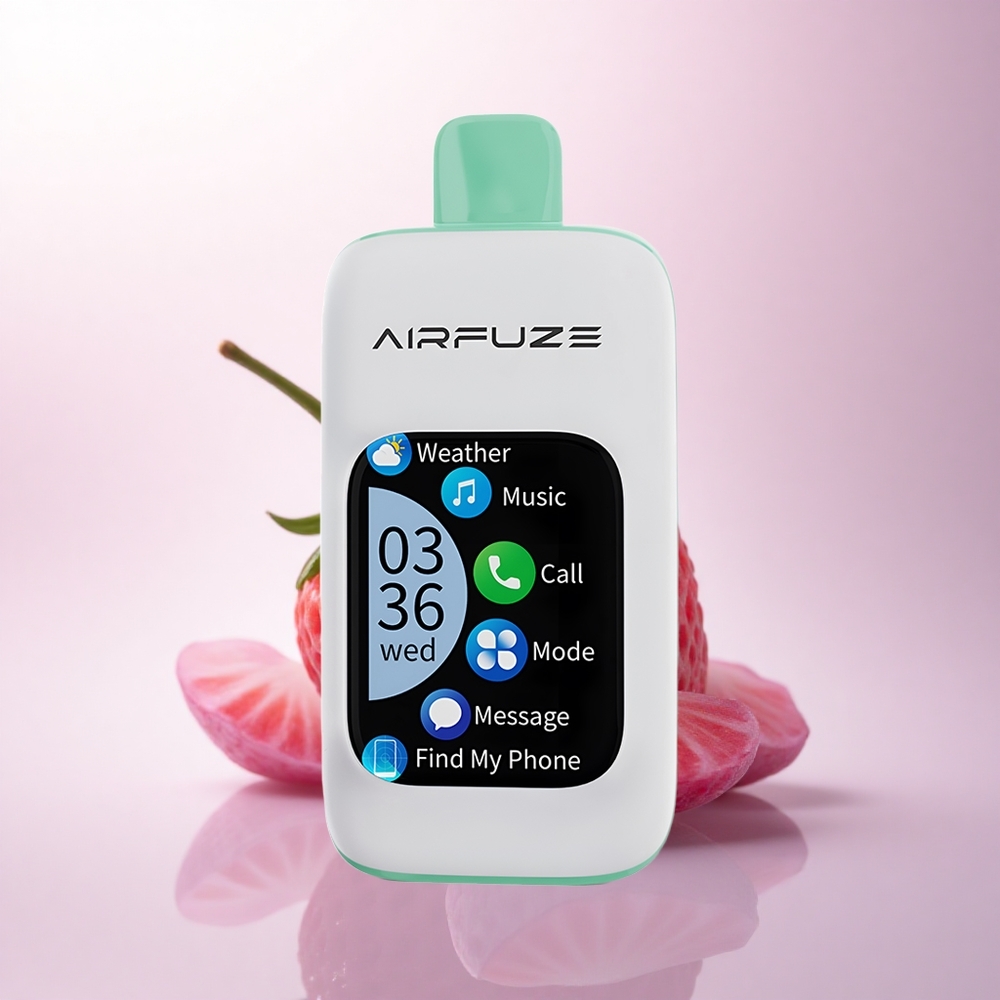 AirFuze Smart 30000 Puffs فراولة الصيف الذهبية بشاشة تعمل باللمس وسعة بطارية 900 مللي أمبير
