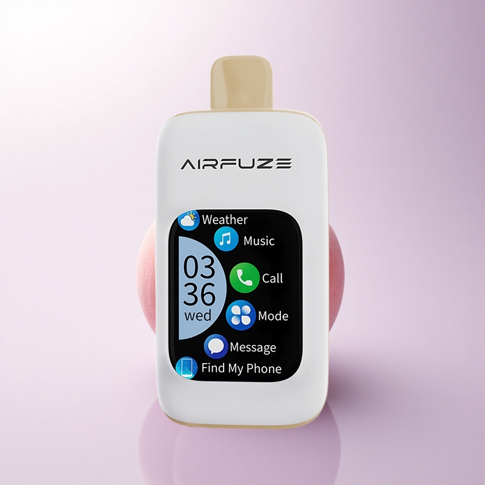 AirFuze Smart 30000 Puffs العنب الخوخي الذكي بشاشة تعمل باللمس وبطارية 900 مللي أمبير