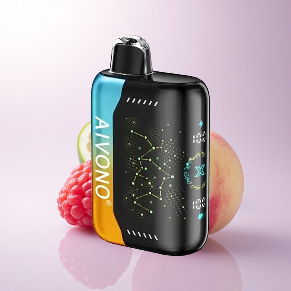 Aivono Aim Boom 25000 Puffs توت العليق الخوخ الليمون مع 28 مل سعة سائل و 650 مللي أمبير بطارية