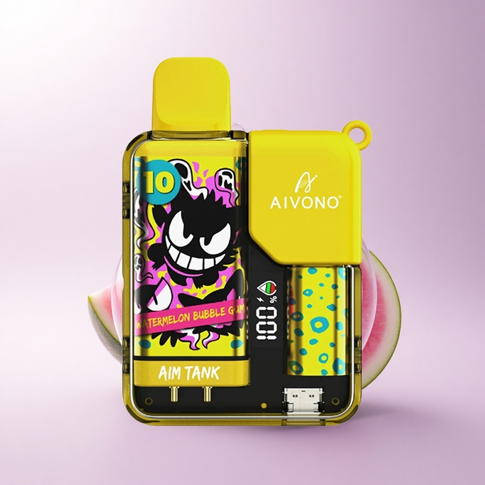 Aivono Aim Tank 9500 Puffs علكة البطيخ فقاعية - 18 مل سعة - 0.2.3.5% نيكوتين