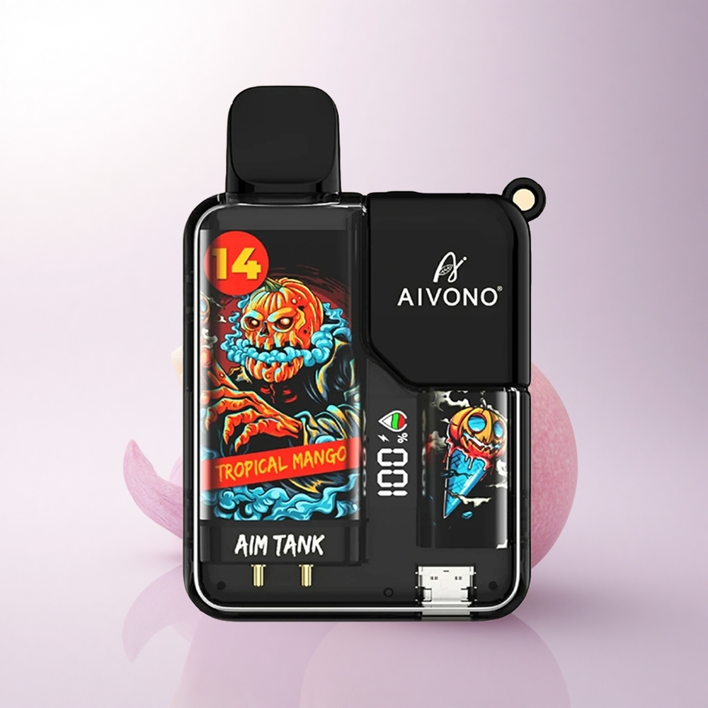 Aivono Aim Tank 9500 Puffs مانجو استوائي 18 مل 650 مللي أمبير 1.2 أوم
