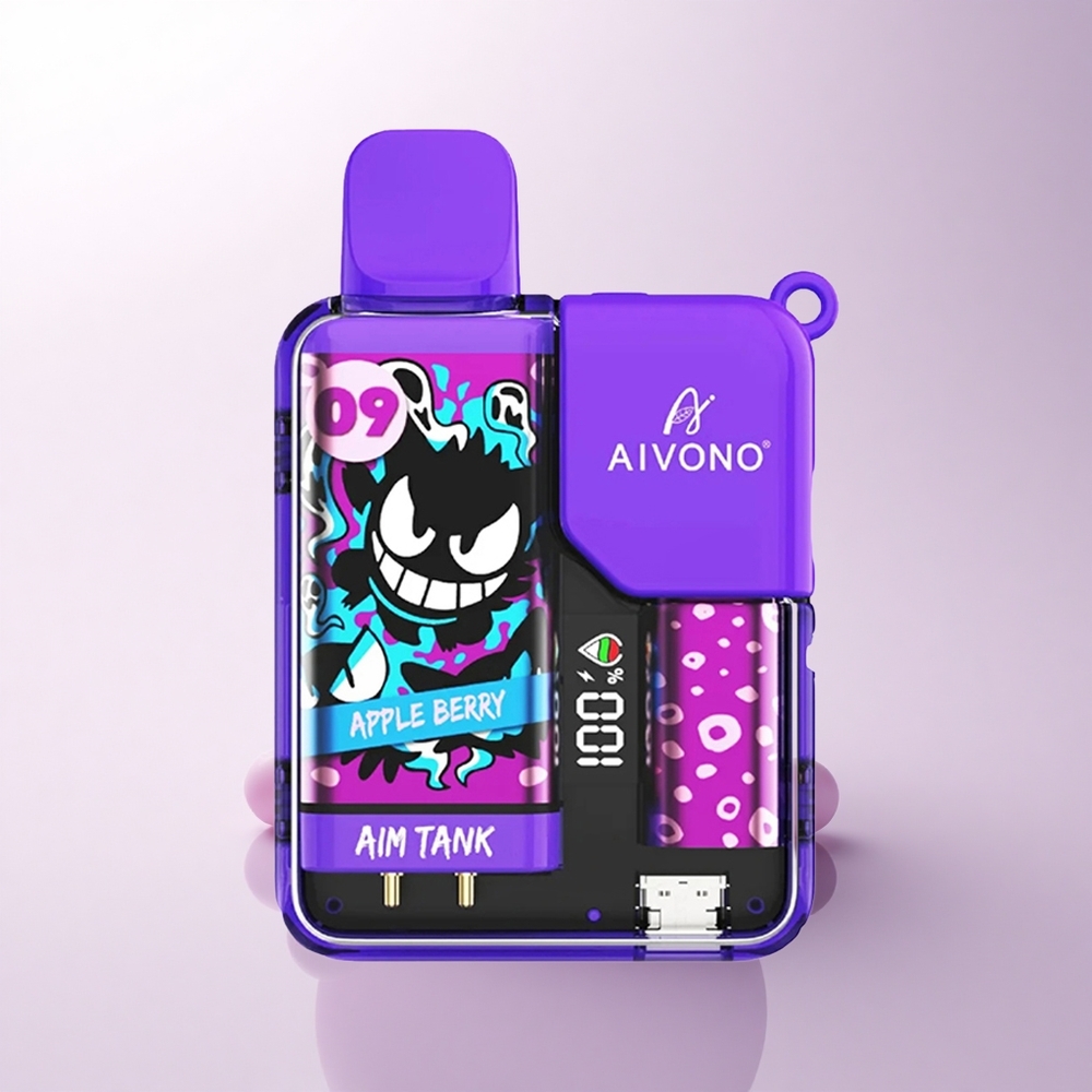 Aivono Aim Tank 9500 Puffs توت التفاح مع شاشة LCD و 18 مل من السائل الإلكتروني
