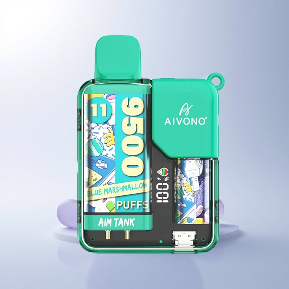 Aivono Aim Tank 9500 Puffs المارشملو الأزرق مع شاشة LCD ومللي 18