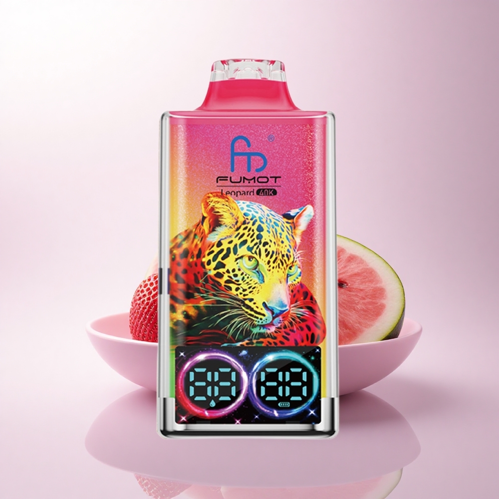 Fumot Leopard 40K Puffs فراولة بطيخ 5% نيكوتين، شحن Type-C، شاشة رقمية