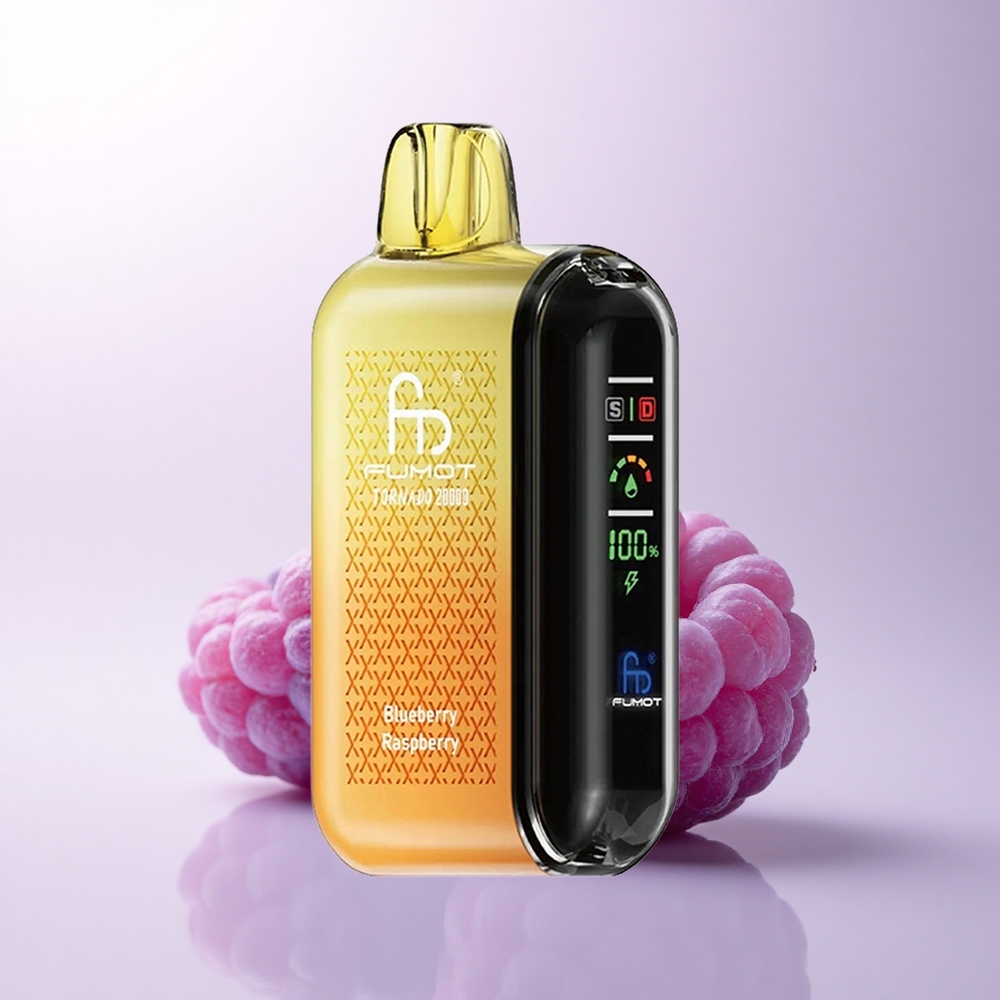 Fumot Tornado 20000 Puffs توت العليق الأسود مع شاشة ذكية وملف مزدوج