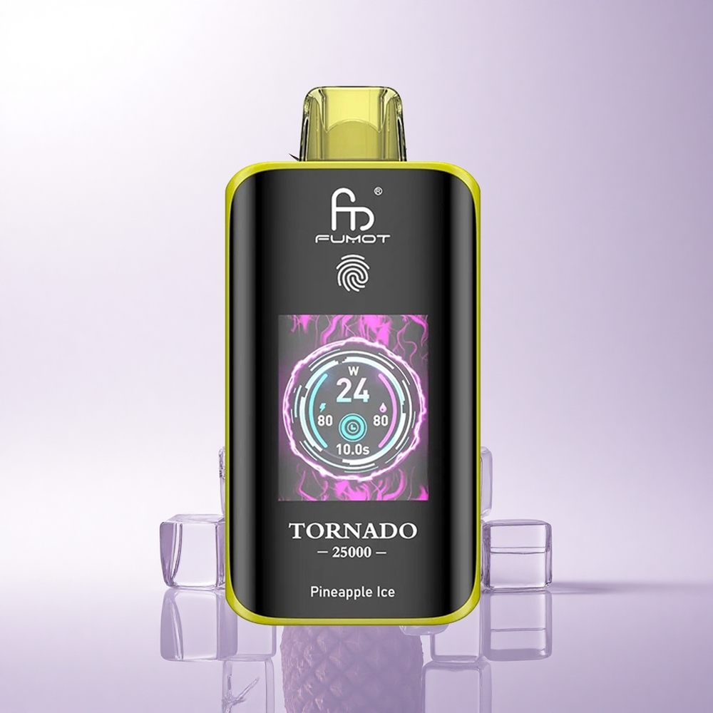 Fumot Tornado 25000 Puffs أناناس جليدي شاشة عالية الدقة 20 مل بطارية قابلة للشحن
