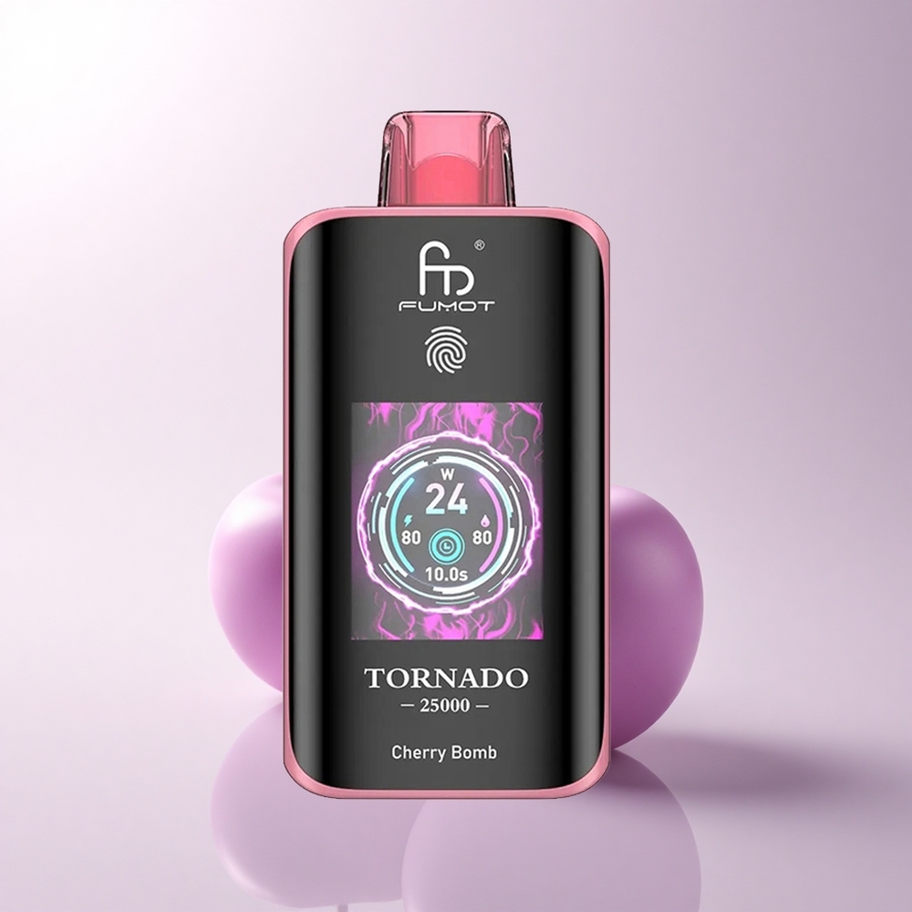 Fumot Tornado 25000 Puffs قنبلة الكرز الشاشة العالية 700 ملي أمبير 20 مل