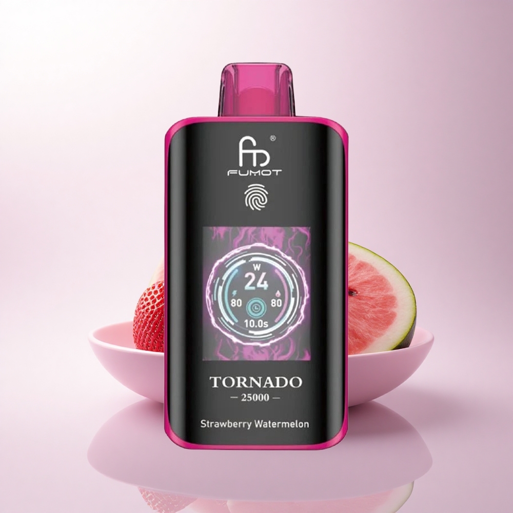 Fumot Tornado 25000 Puffs فراولة بطيخ شاشة عالية الدقة