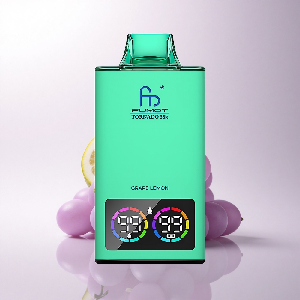 Fumot Tornado 35000 Puffs عنب ليمون مع ضوء متغير وشحن سريع