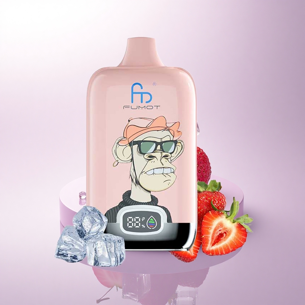 Fumot Tornado Digital Box 12000 Puffs آيس كريم الفراولة مشبك 20 مل 550 مللي أمبير
