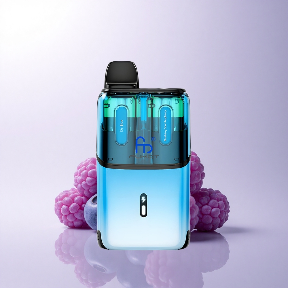 Fumot Ultra T32000 Puffs دكتور بلو - توت أزرق وعليق حامض ببطارية ٨٠٠ مللي أمبير وشحن سريع نوع سي