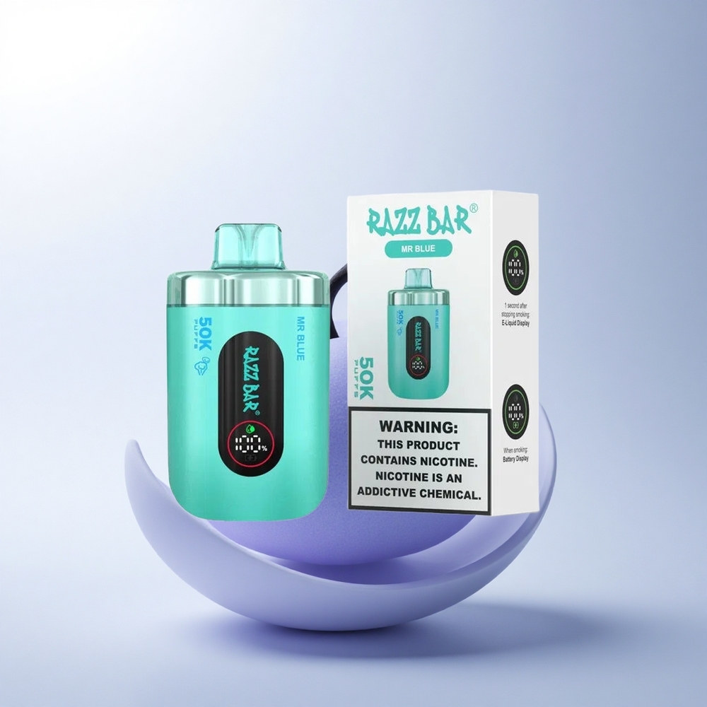 Razz Bar 50K Puffs السيد الأزرق بشبكة 1.0 أوم ونسبة نيكوتين 2%