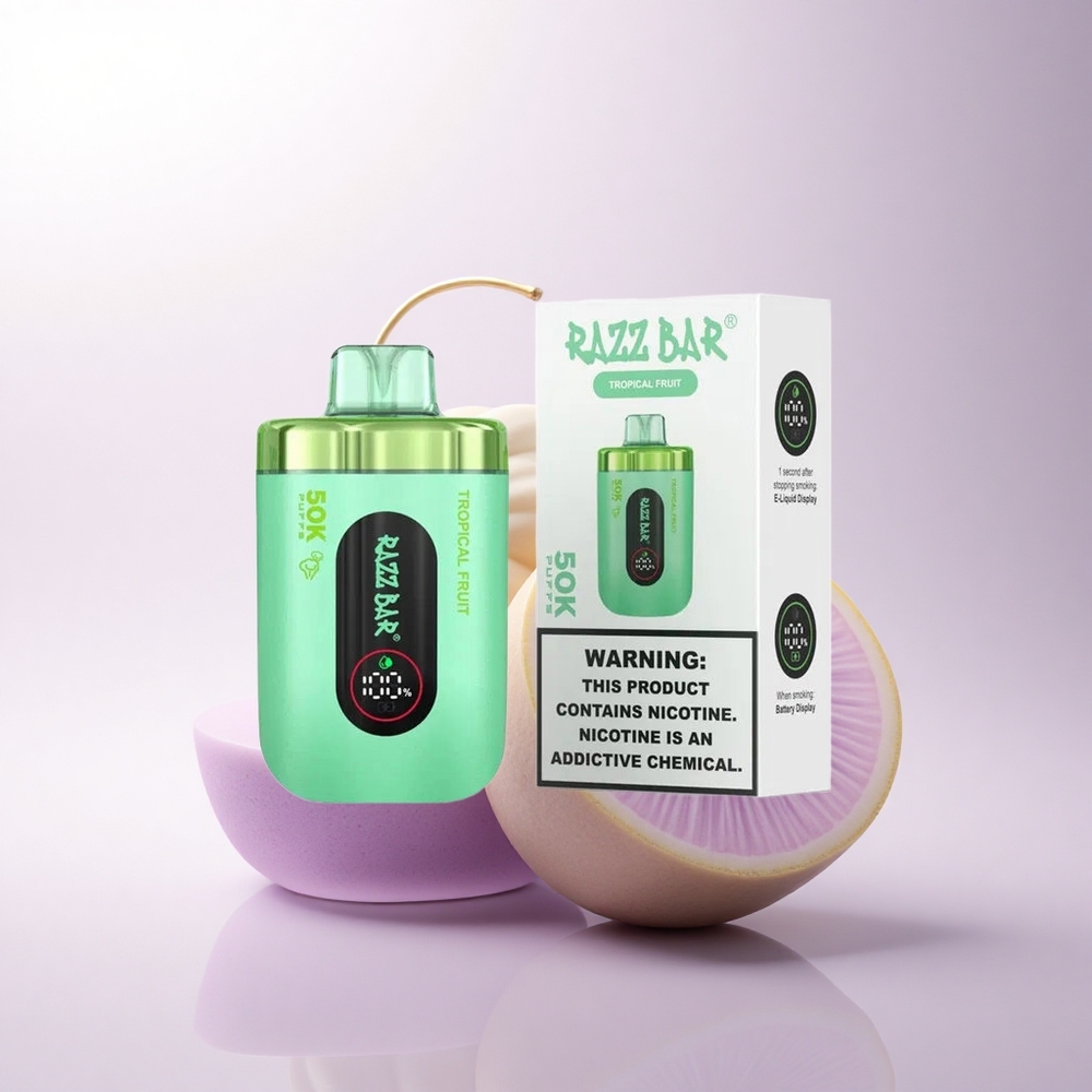 Razz Bar 50K Puffs فاكهة استوائية بشبكة 1.0 أوم وبطارية 650 مللي أمبير