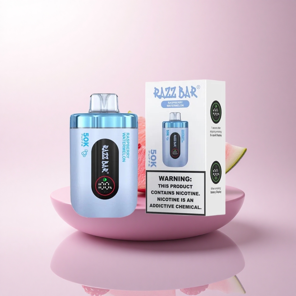 Razz Bar 50K Puffs توت العليق البطيخ بشريحة شبكية 1.0 أوم وبطارية 650 مللي أمبير