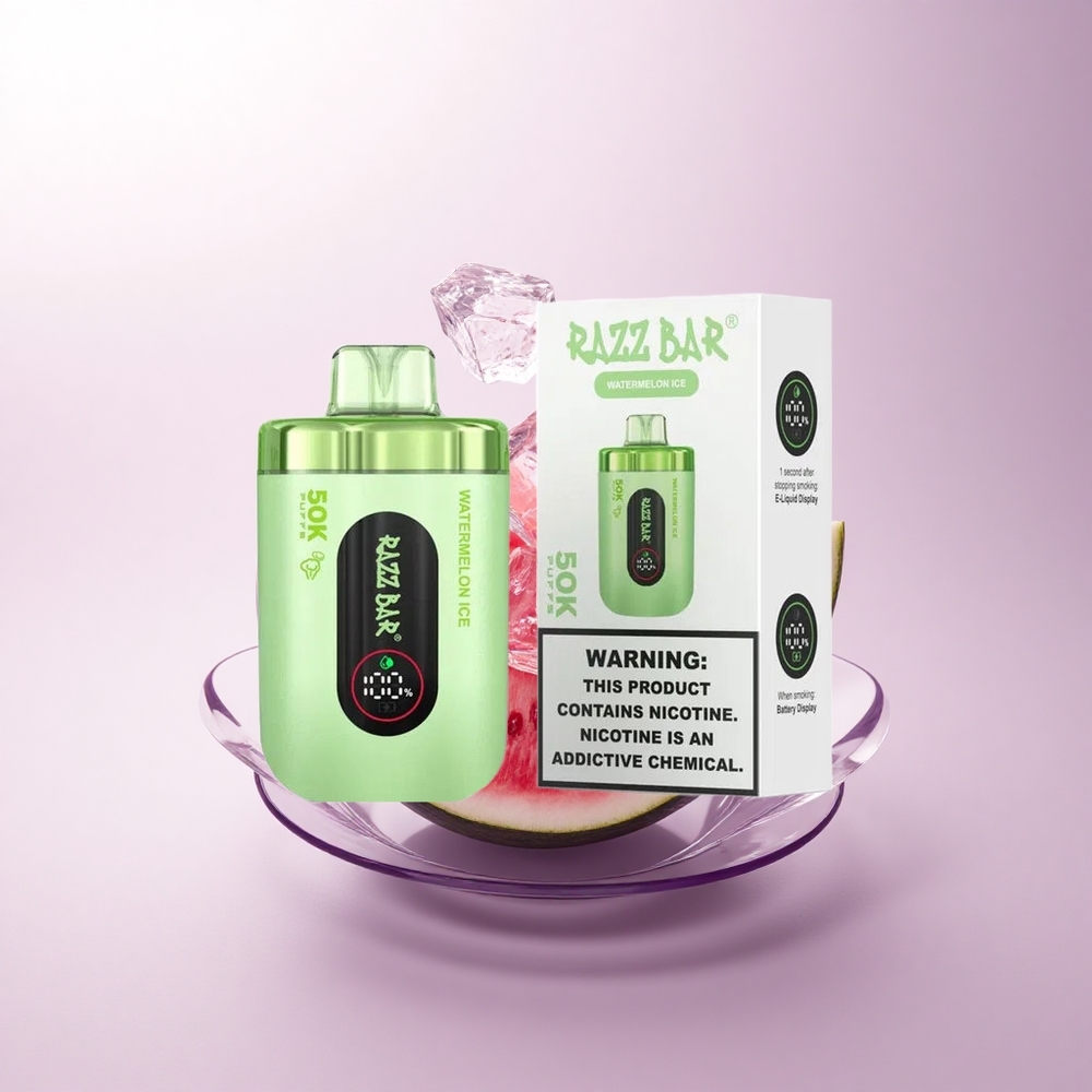 Razz Bar 50K Puffs بطيخ مثلج بشبكة 1.0 أوم وبطارية 650 مللي أمبير