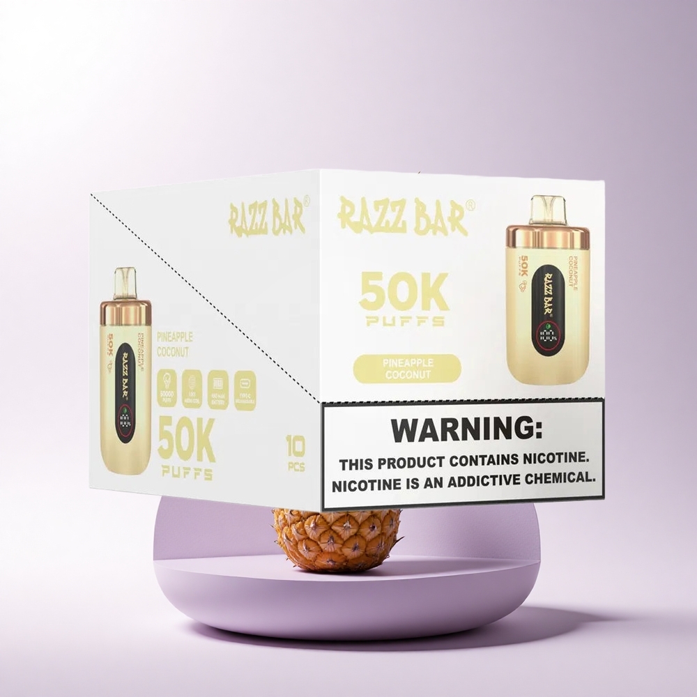 Razz Bar 50K Puffs أناناس جوز هند شبكي 1.0 أوم شحن Type-C