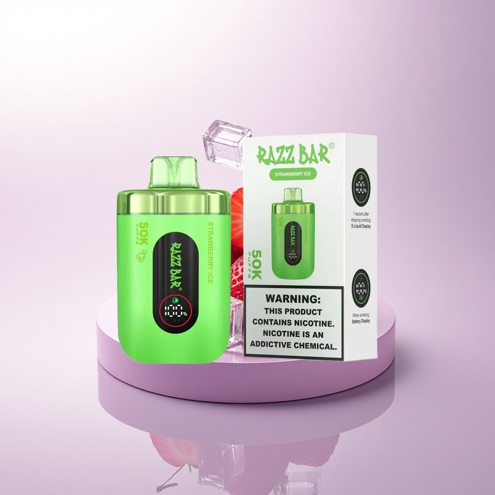 Razz Bar 50K Puffs فراولة آيس شبكية 1.0 أوم شحن Type-C