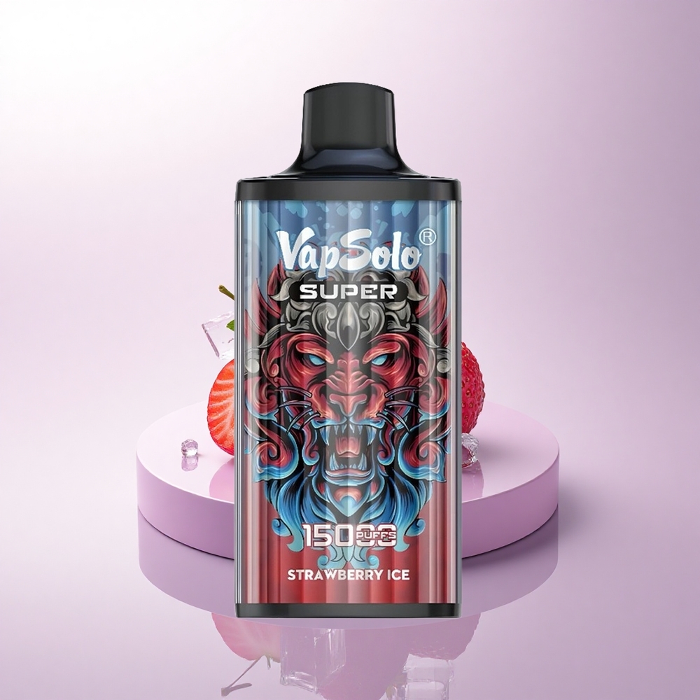 Vapsolo Super 15000 Puffs توت بري جليدي 40 مل 850 ملي أمبير