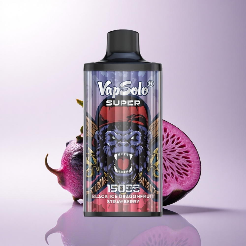 Vapsolo Super 15000 Puffs التنين الجليدي الأسود فراولة ب40 مل 850 ملي أمبير شبكة