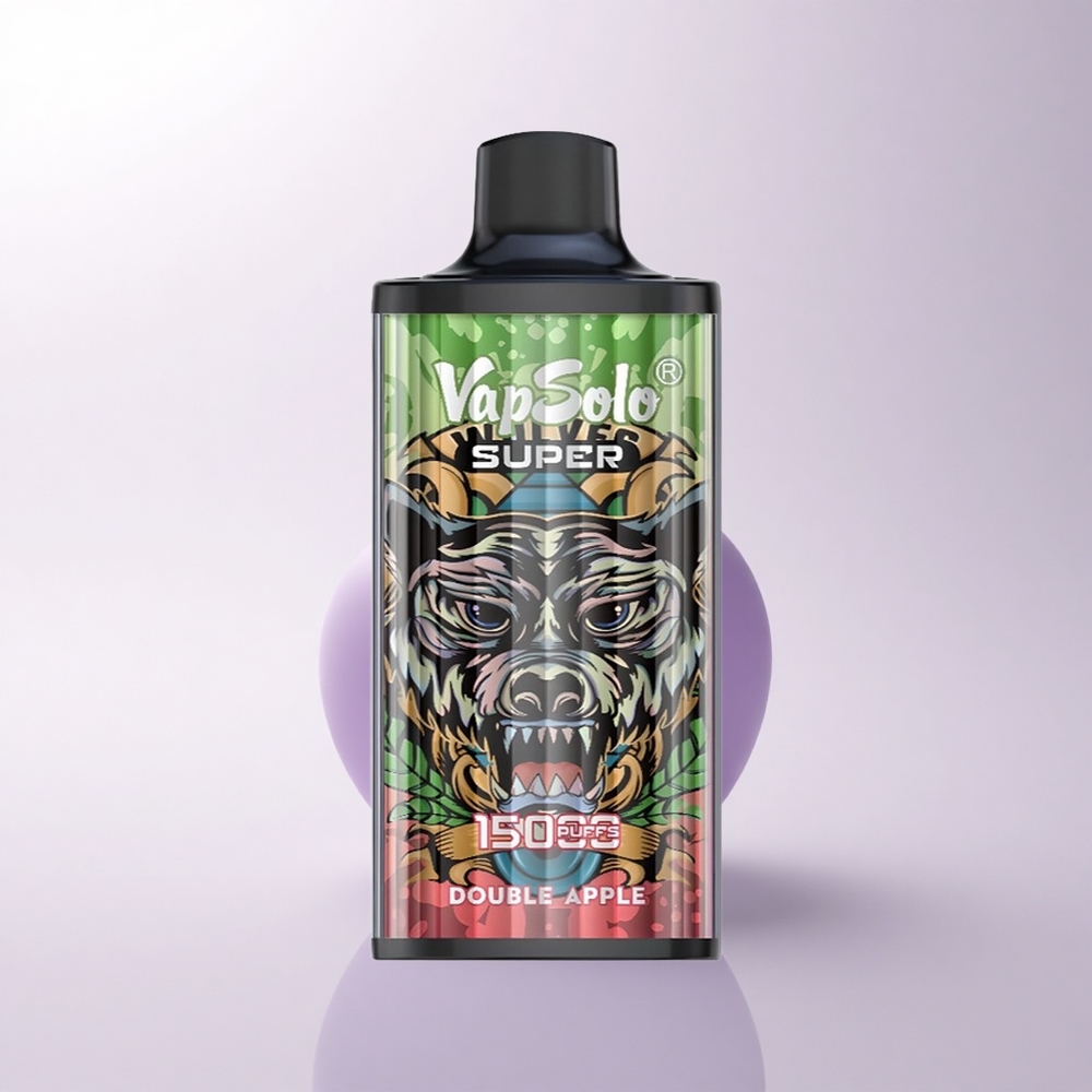 Vapsolo Super 15000 Puffs تفاحة مزدوجة بقوة 50 ملغ/مل مع سعة بطارية 850 مللي أمبير وشاحن نوع سي