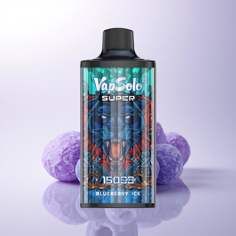 Vapsolo Super 15000 Puffs توت أزرق مثلج مع شبكة 850 مللي أمبير