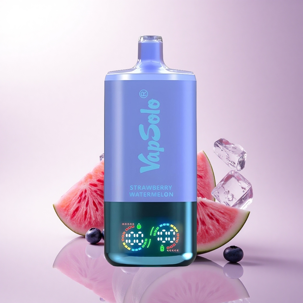Vapsolo Triple 30000 Puffs فراولة بطيخ وتوت أزرق جليد مع 40مل و 3 خزانات وشاحن نوع-C