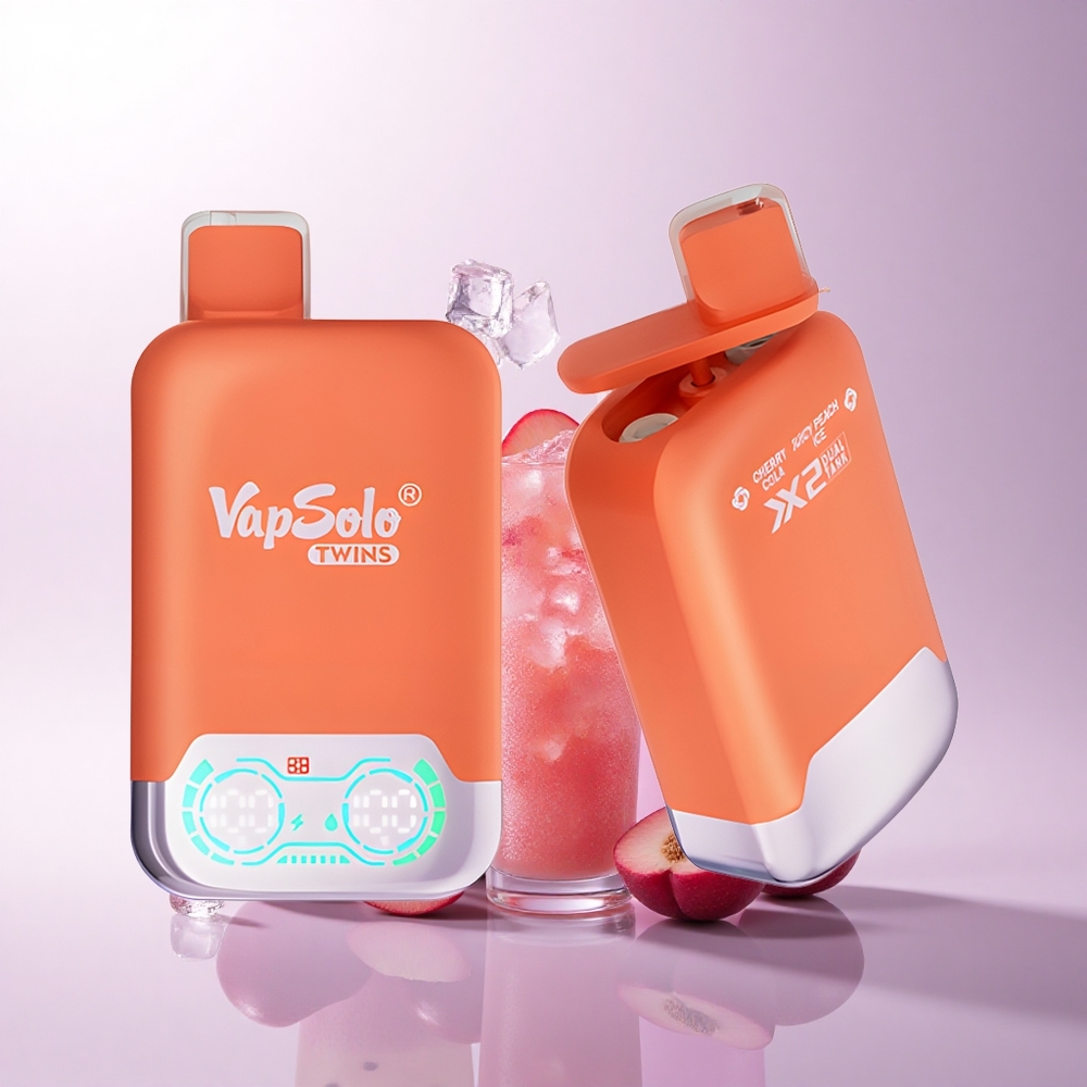 Vapsolo Twins 20000 Puffs كرزي كولا وخوخ جوسي آيس مع 40 مل و 20000 نفخة ونوع سي