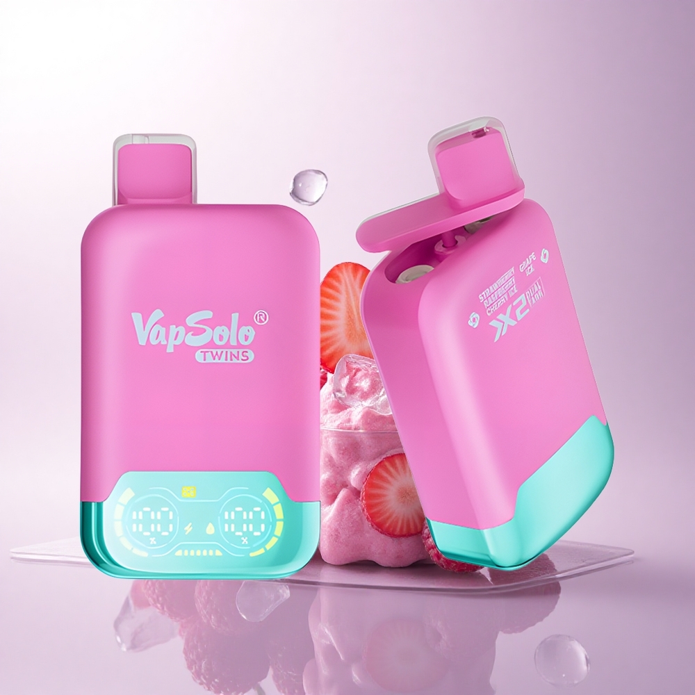 Vapsolo Twins 20000 Puffs فراولة توت كرز ثلج وعنب ثلج 40 مل 20 مغ/مل