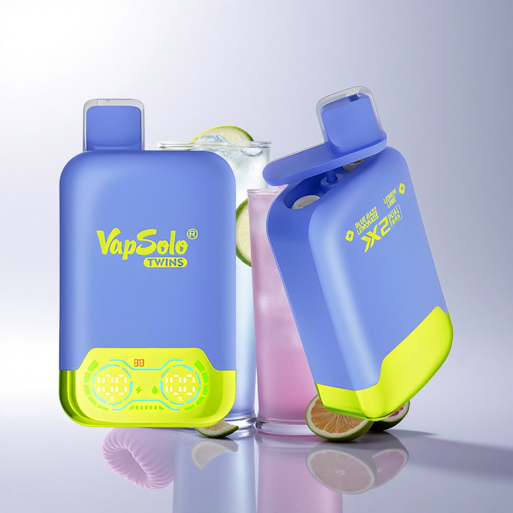 Vapsolo Twins 20000 Puffs الليموناضة الزرقاء والتوت والليمون الأخضر مع 40 مل و 20 ملغ/مل