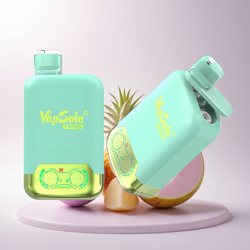 Vapsolo Twins 20000 Puffs ثلاثي البطيخ والأناناس جوز الهند مع 40 مل و 2 خزان ونيكوتين 20ملغم/مل