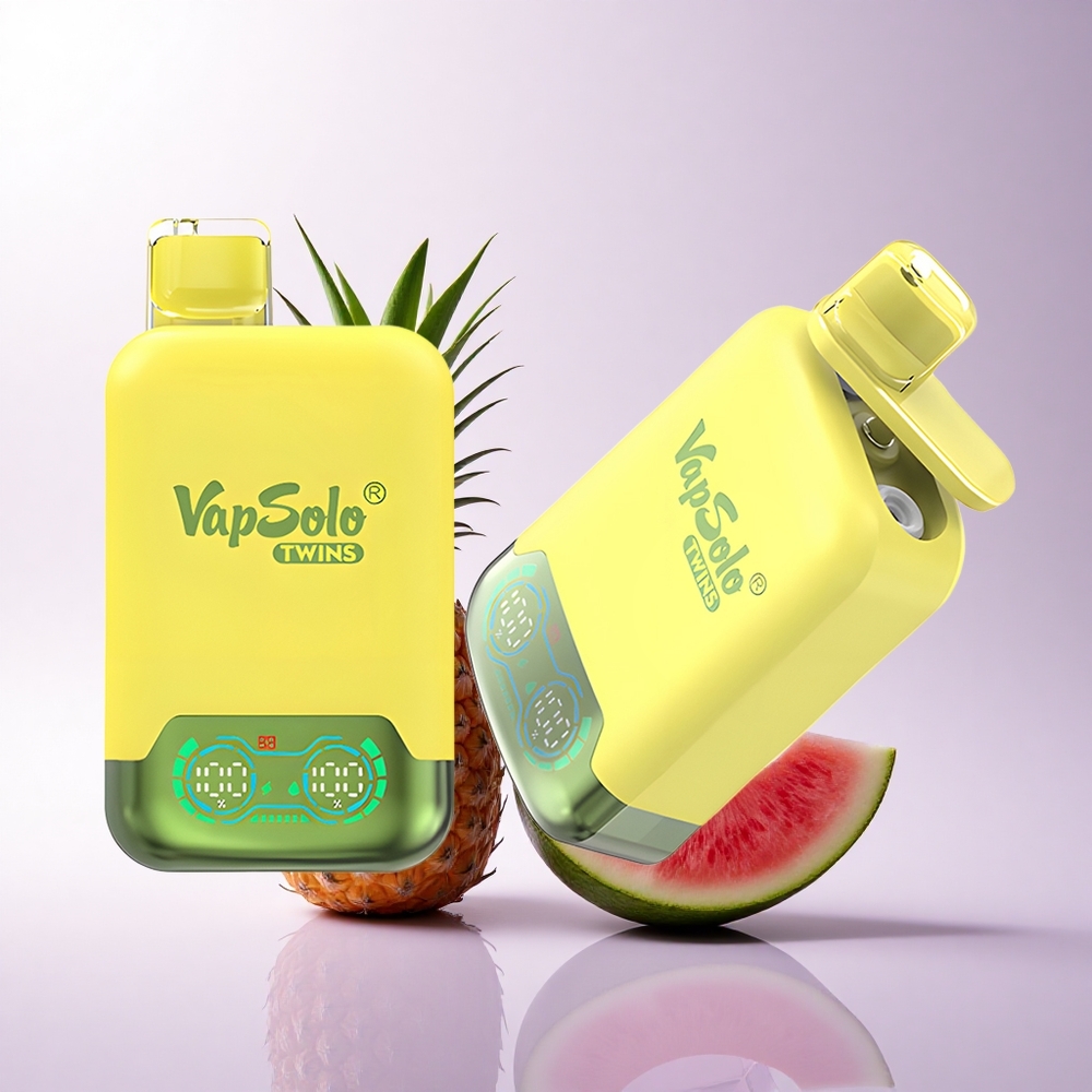 Vapsolo Twins 20000 Puffs أناناس جوز الهند & بطيخ جليد مع 40 مل سائل إلكتروني وشحن نوع-C