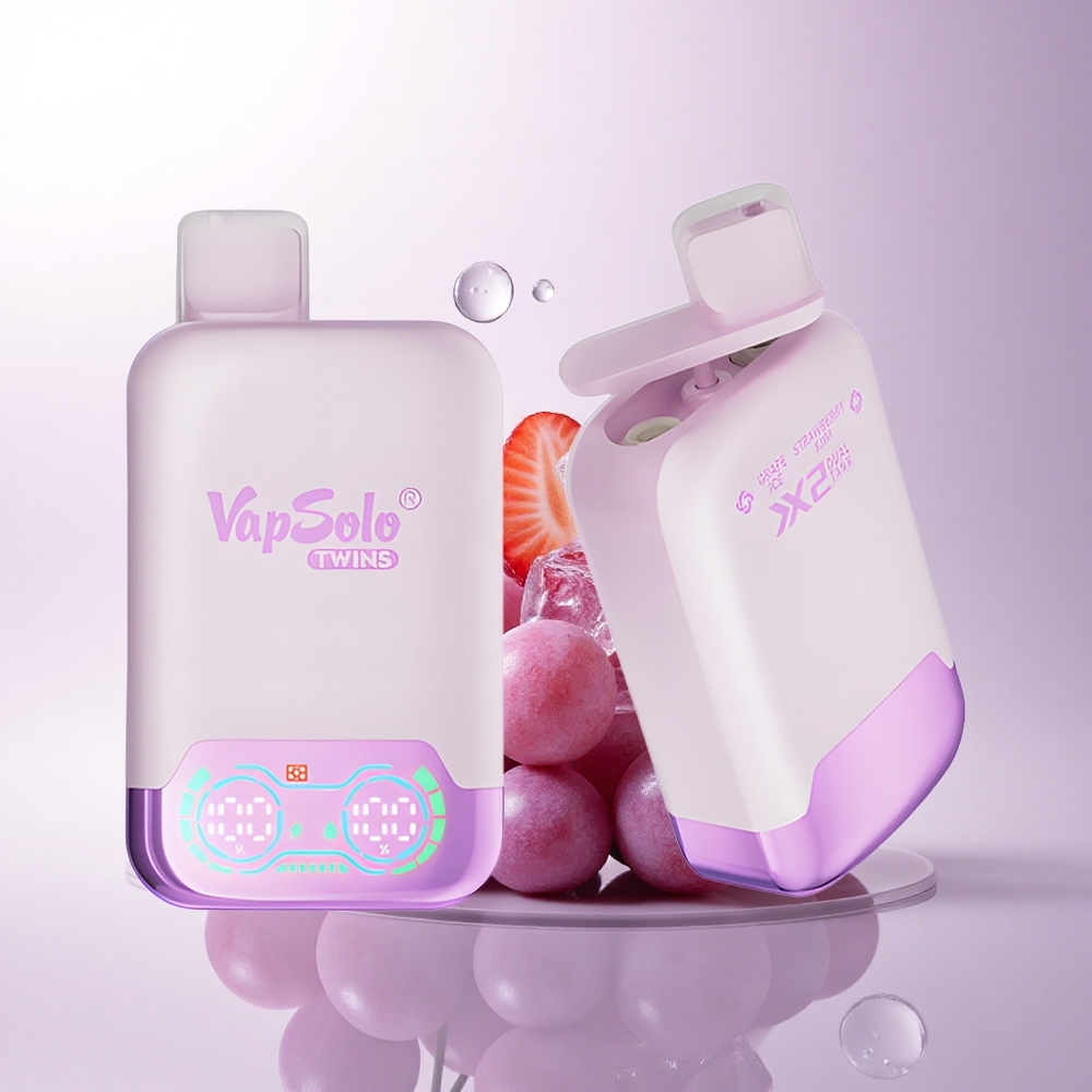 Vapsolo Twins 20000 Puffs عنب جليد و فراولة كيوي مع 40 مل و شاحن نوع سي