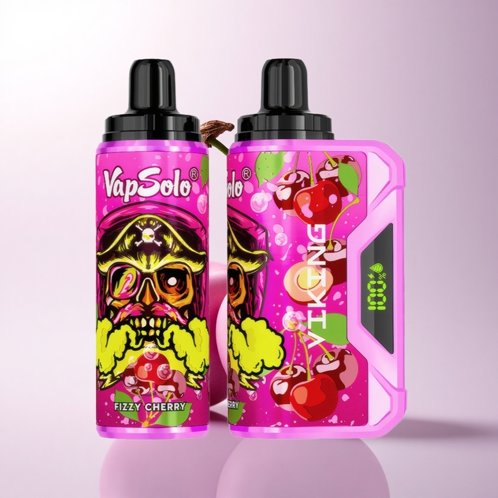 VapSolo VIKING 12000 Puffs كرزي فوار بشاشة LED وشاحن Type-C