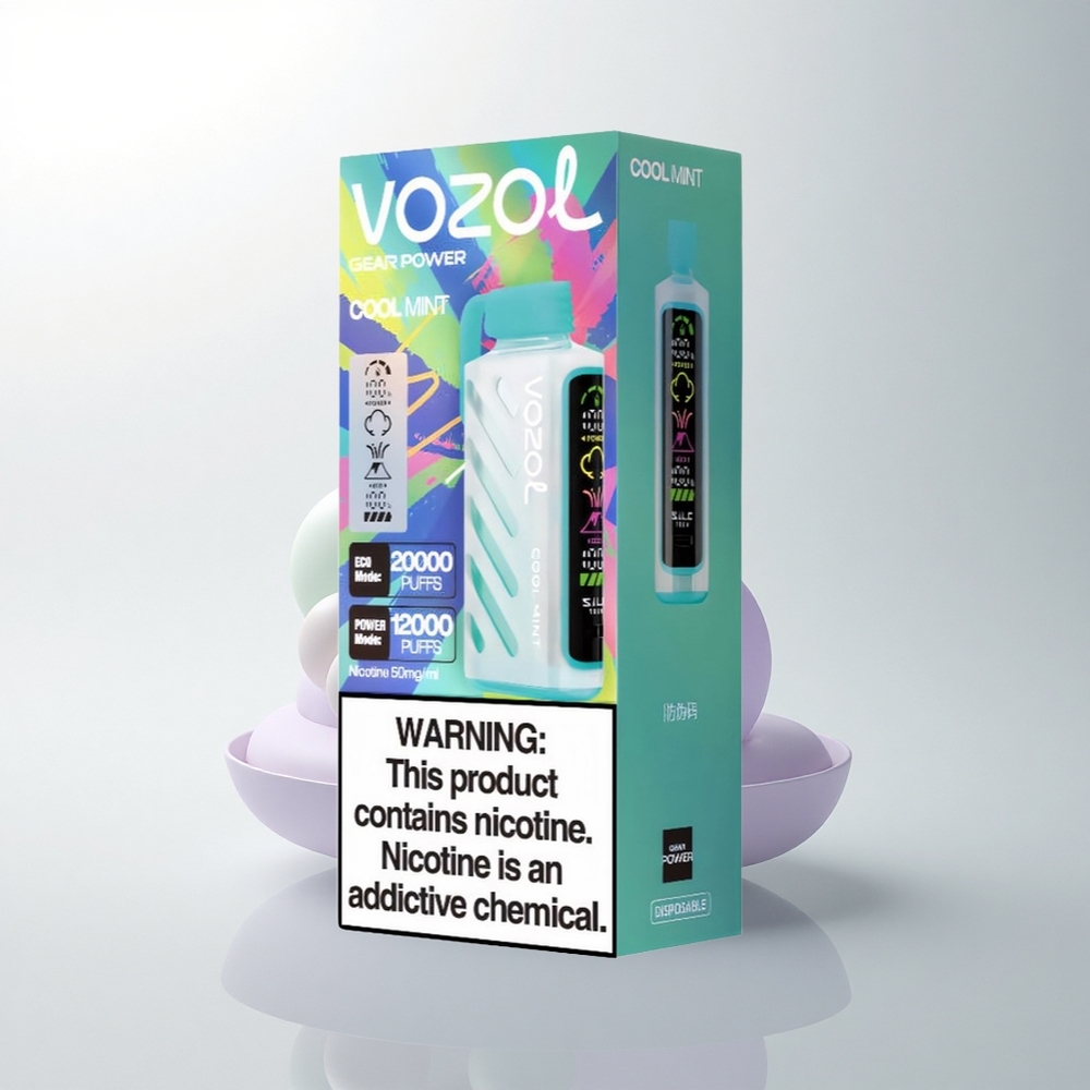 VOZOL Gear Power 20000 Puffs نعناع بارد 20 مل مع تقنية S.i.L.C. وشاشة كاملة
