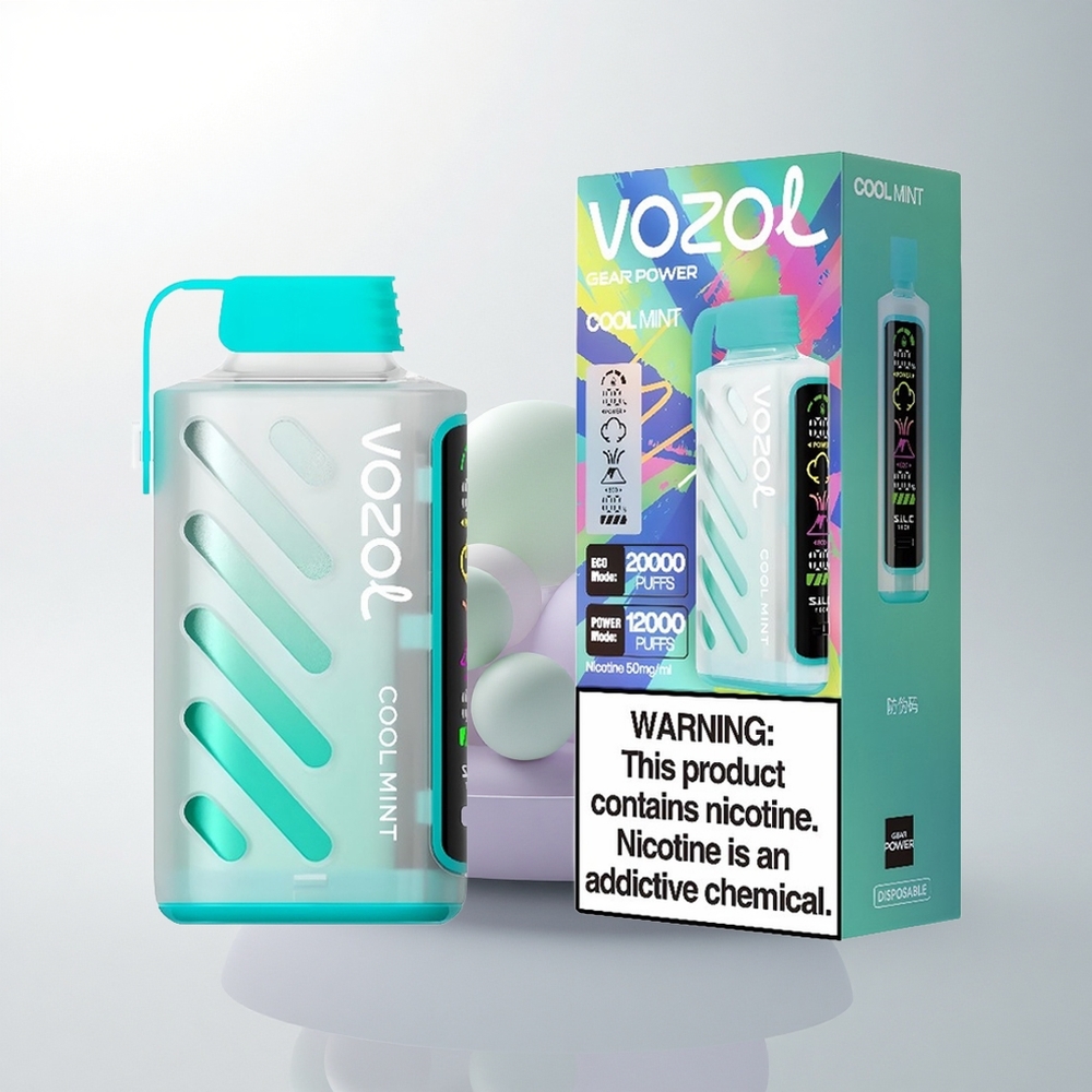 VOZOL Gear Power 20000 Puffs نعناع بارد 20 مل مع تقنية S.i.L.C. وشاشة كاملة