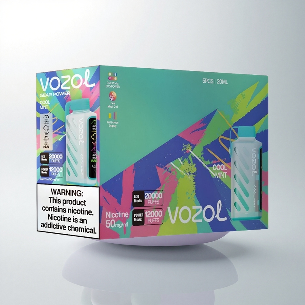 VOZOL Gear Power 20000 Puffs نعناع بارد 20 مل مع تقنية S.i.L.C. وشاشة كاملة