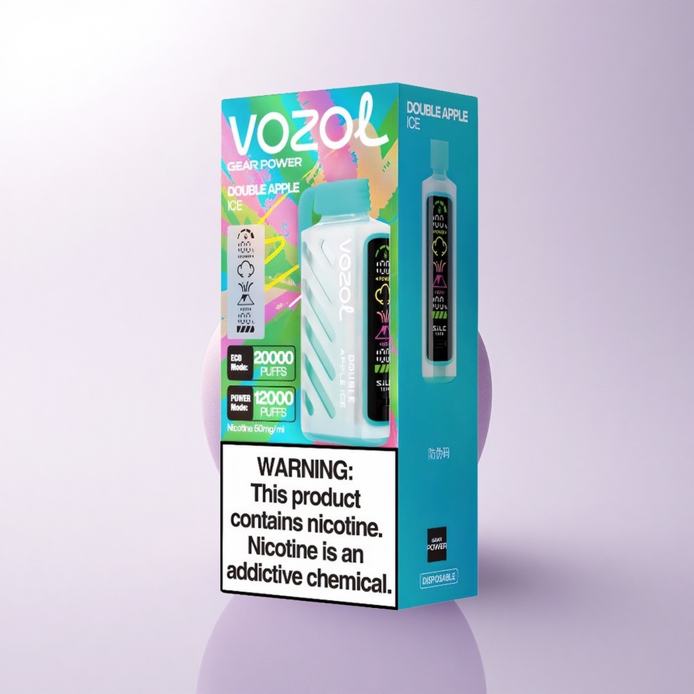 VOZOL Gear Power 20000 Puffs تفاحتين مثلج مع تقنية S.i.L.C وشاشة كاملة وسعة 20 مل