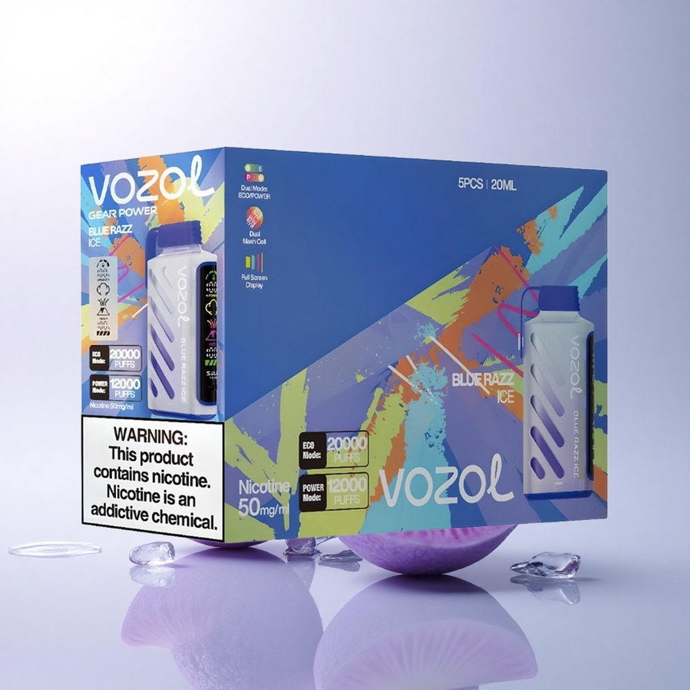 VOZOL Gear Power 20000 Puffs بلو راز آيس مع تقنية S.i.L.C. وشاشة كاملة وسعة 20 مل