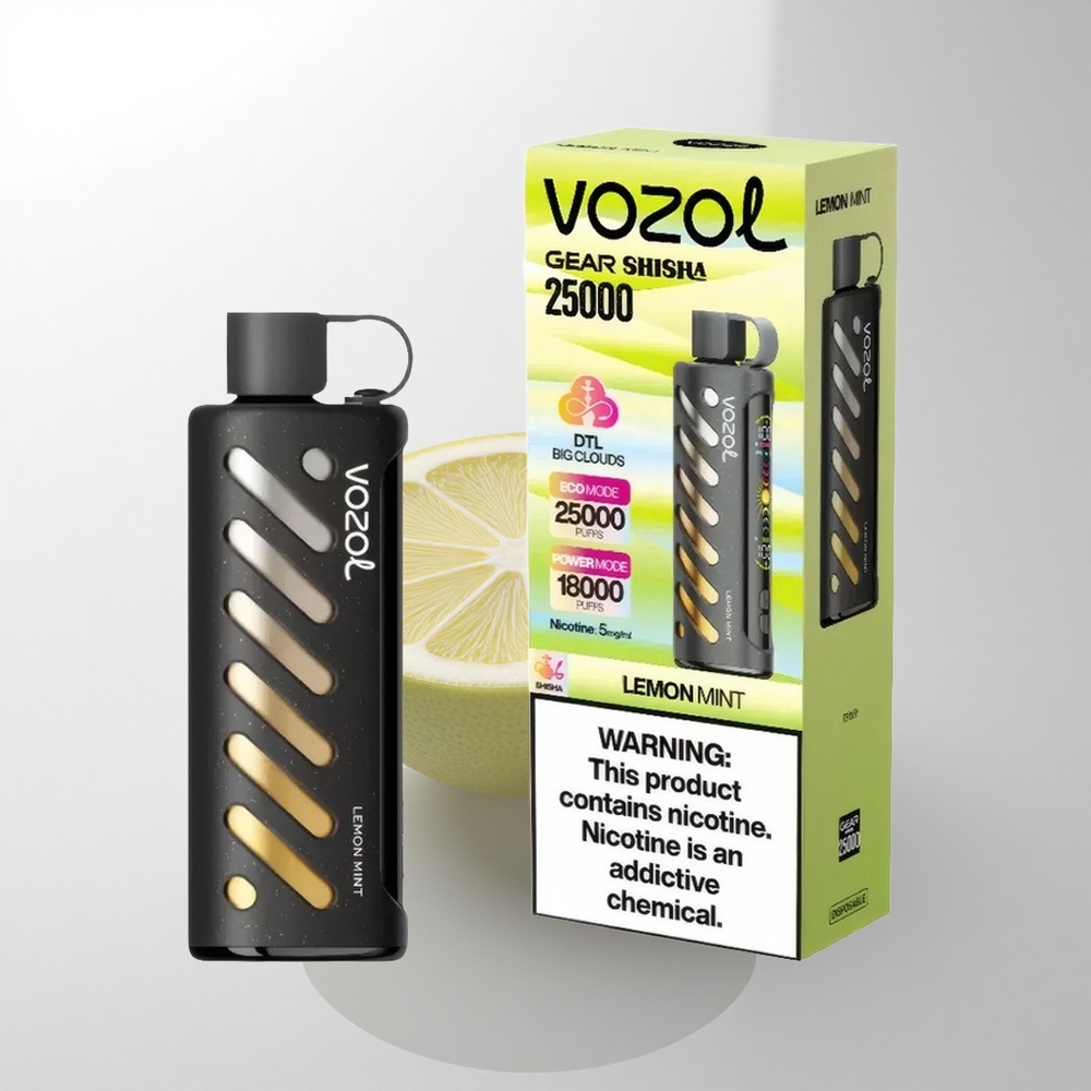 VOZOL Gear Shisha 25000 Puffs نعناع ليمون بتقنية S.i.L.C و 1000 مللي أمبير