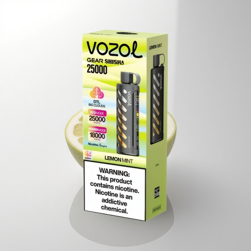 VOZOL Gear Shisha 25000 Puffs نعناع ليمون بتقنية S.i.L.C و 1000 مللي أمبير
