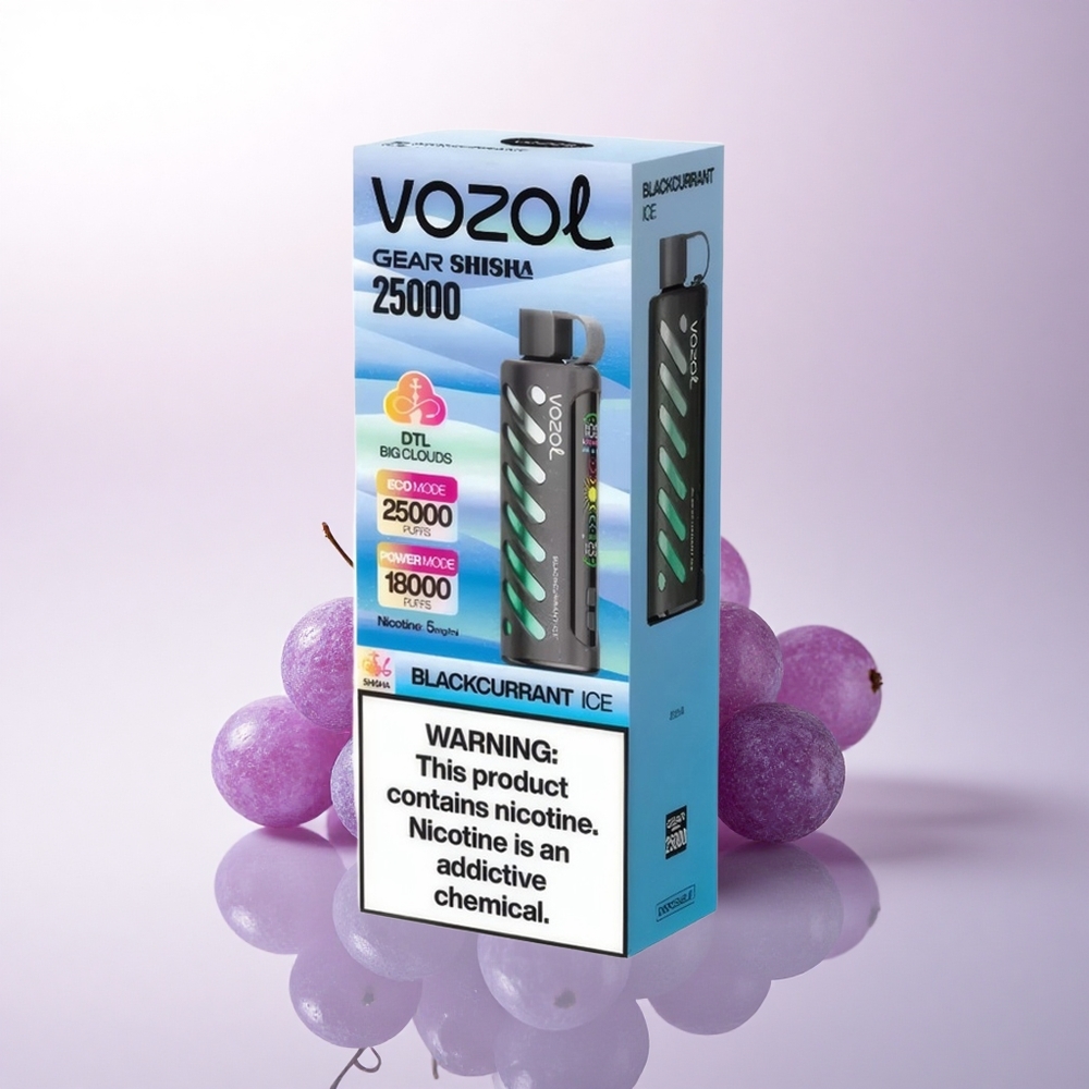 VOZOL Gear Shisha 25000 Puffs عصير الكشمش الأسود المثلج بتقنية S.i.L.C و 1000mAh