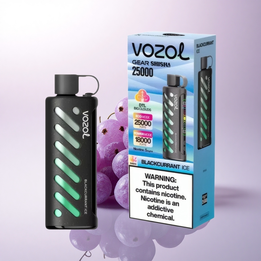 VOZOL Gear Shisha 25000 Puffs عصير الكشمش الأسود المثلج بتقنية S.i.L.C و 1000mAh