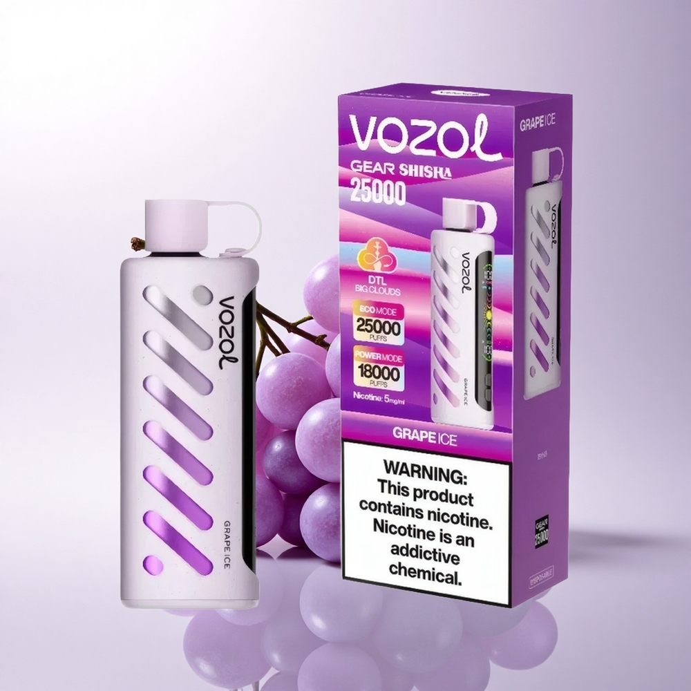 VOZOL Gear Shisha 25000 Puffs عنب الجليد مع تقنية S.i.L.C ونظام Dual Mesh