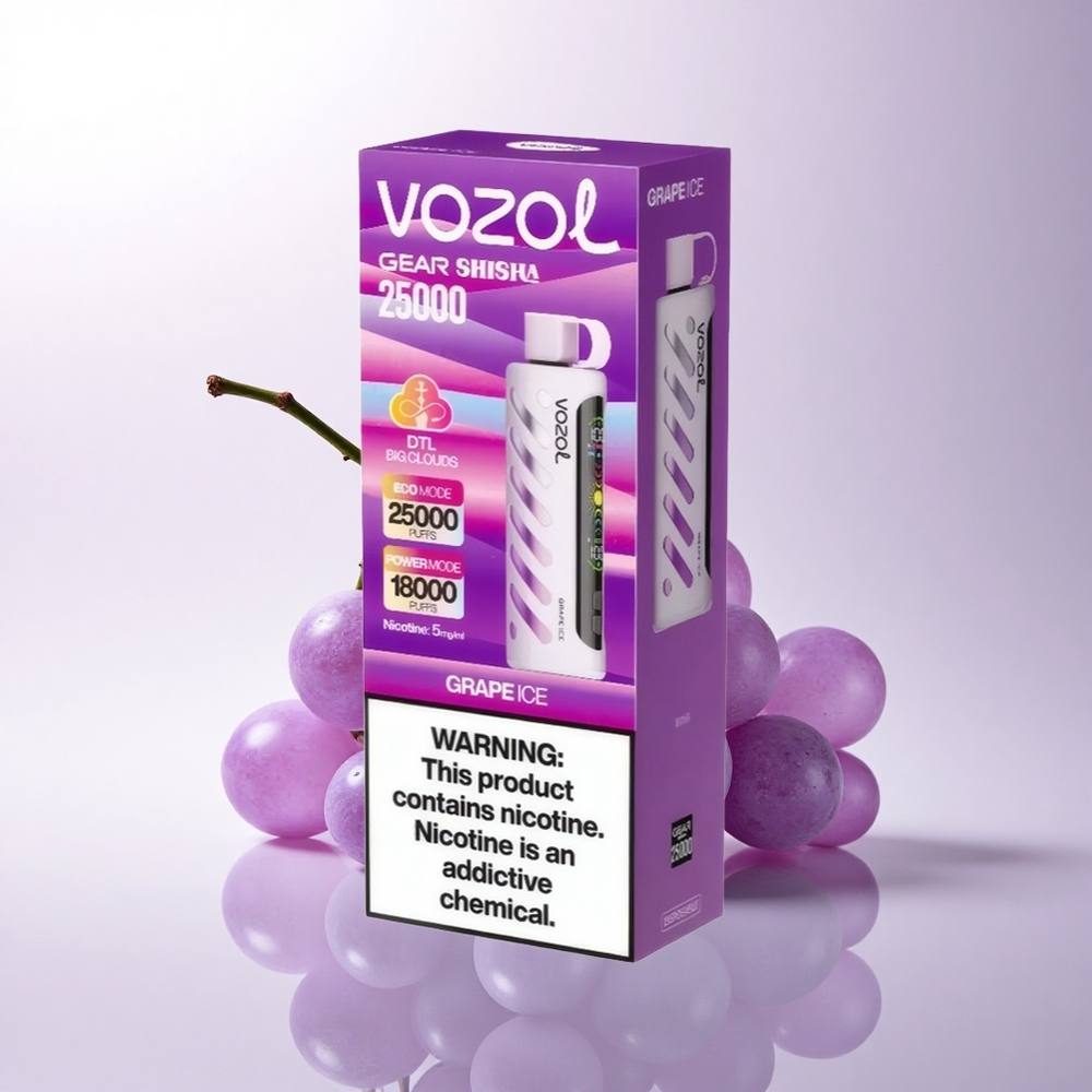VOZOL Gear Shisha 25000 Puffs عنب الجليد مع تقنية S.i.L.C ونظام Dual Mesh
