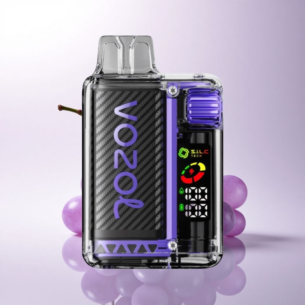 VOZOL Vista 20000 Puffs عنب الجليد مع شاشة OLED وتقنية S.i.L.C ثنائية الشبكة